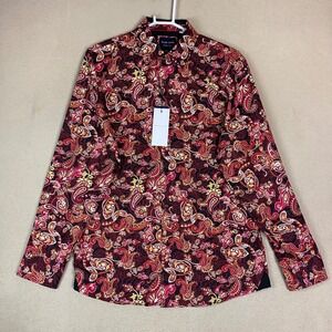 SILVER STONE Collection Modern Fit Men's Long Sleeve Button Down Shirt L Paisley